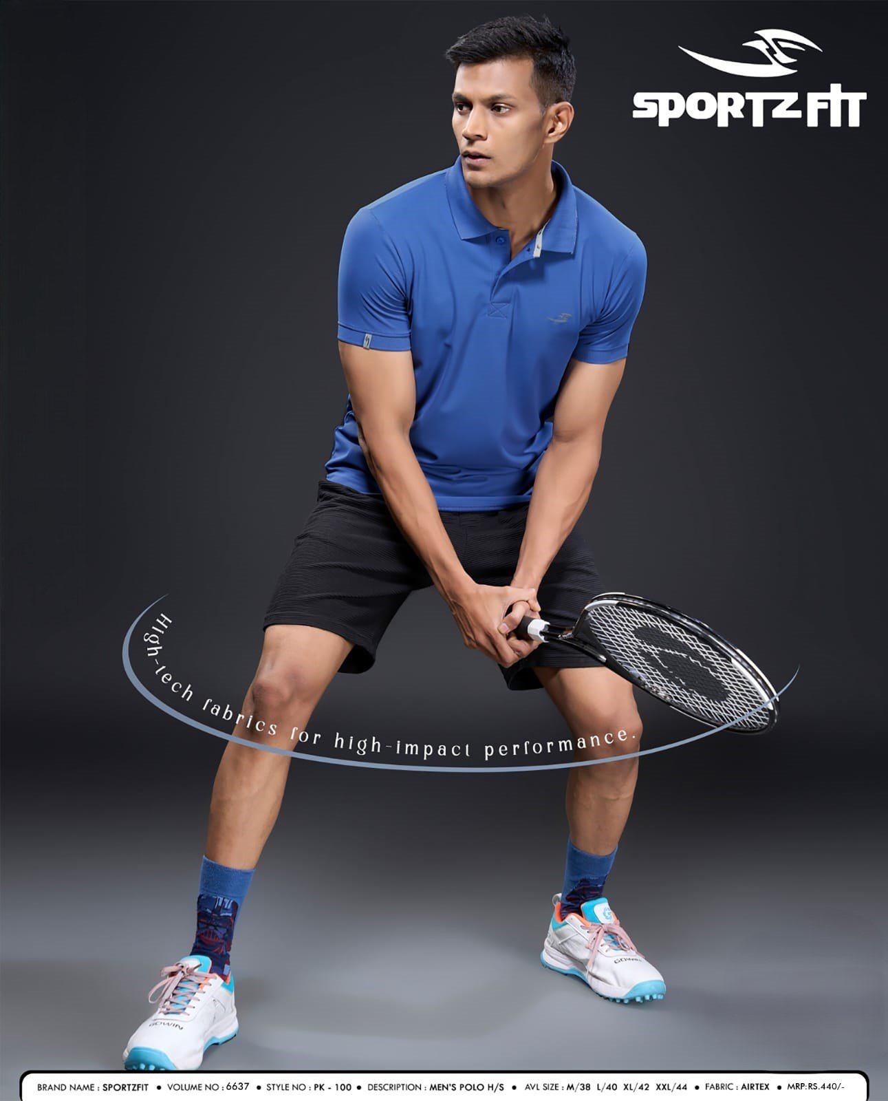 Men Collar Neck T-Shirt  | Royal Blue | XL |  SBT08